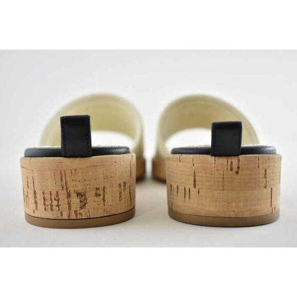 Chanel 19S Ivory Black Letter CC Logo Cork Mules Slide Sandal Flop Flat 35c - Picture 11 of 12